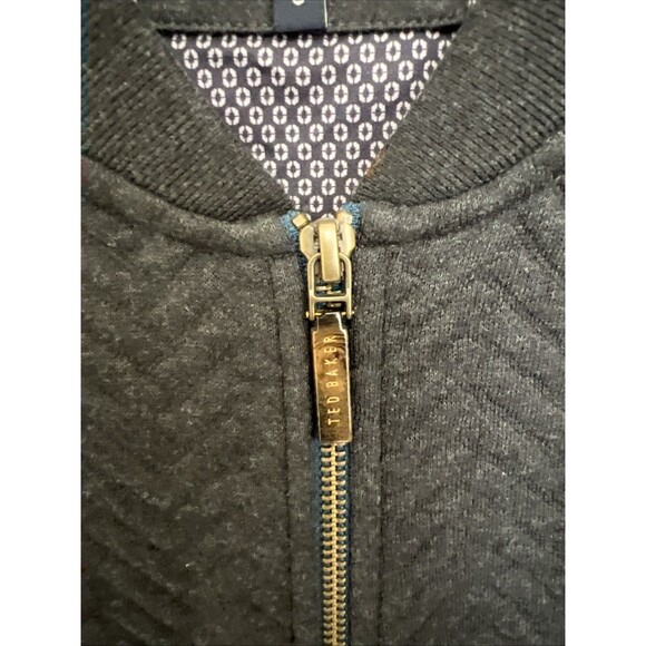 Ted Baker London Deeaz Zip Up Sweater 6 US 2XL Gray Quilted Herringbone Jacket - Picture 4 of 12